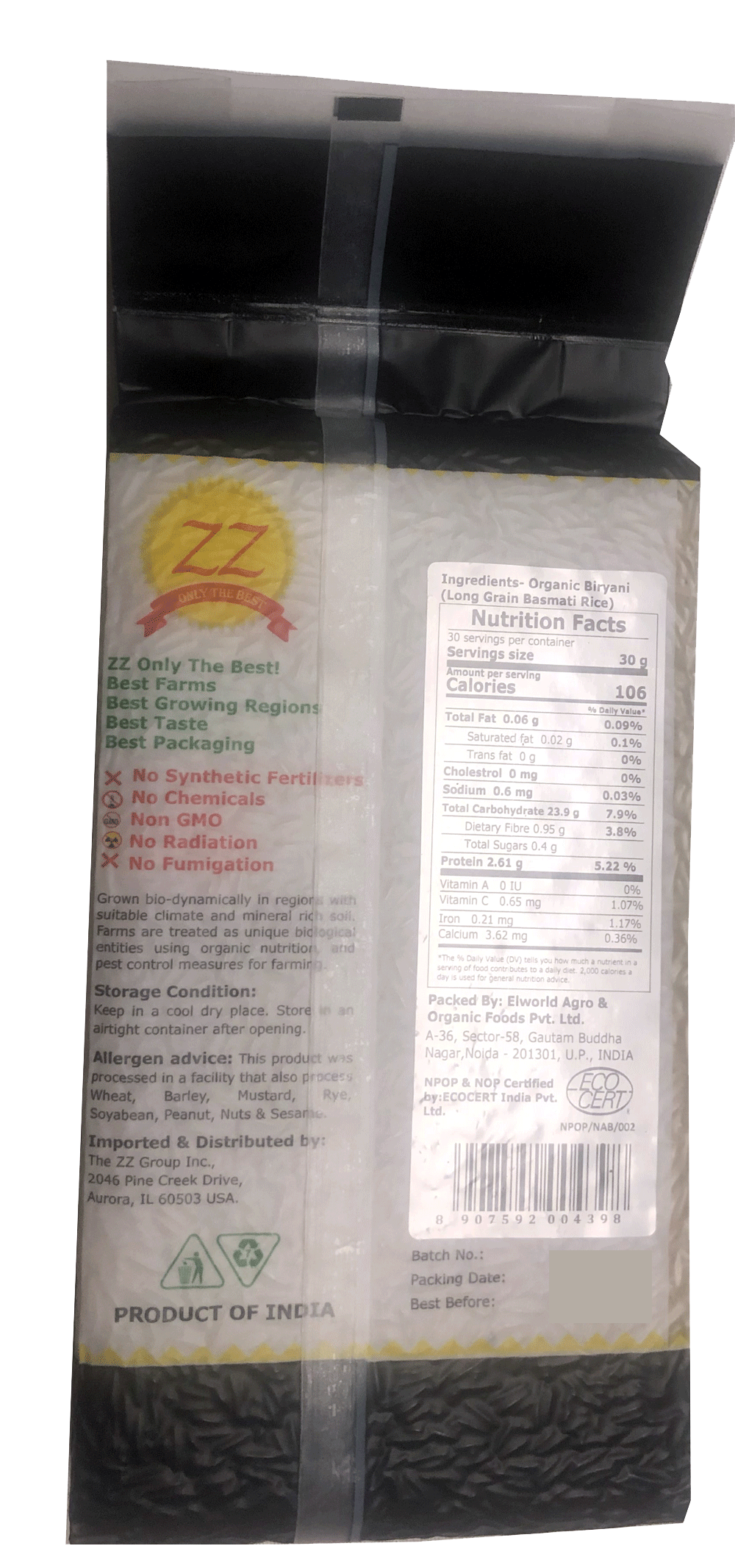 Organic Long Grain Basmati Biryani Rice ZZ Organic